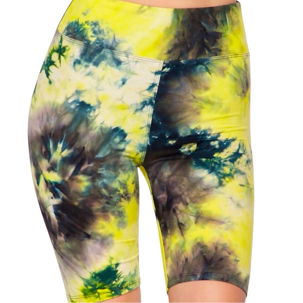 New Mix Tie Dye Bike Shorts Women Color Yellow Size L/XL